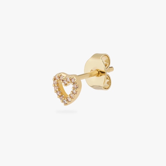 NWOT Stud CZ HEART STUD Stud in Gold/Clear - Picture 2 of 4